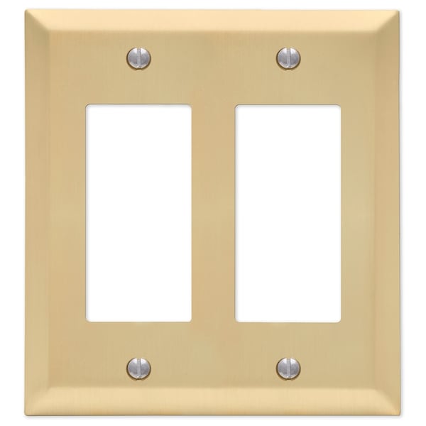 Amerelle Wall Plate, Number of Gangs: 2 gang Stamped Steel, Satin Brass Finish, Beige 163RRSB - main